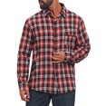 thumbnail image 5 of INSPIRE CHIC MMen's Plaid Shirt Long Sleeve Button Down Chest Pocket Casual Top S Red, 5 of 6