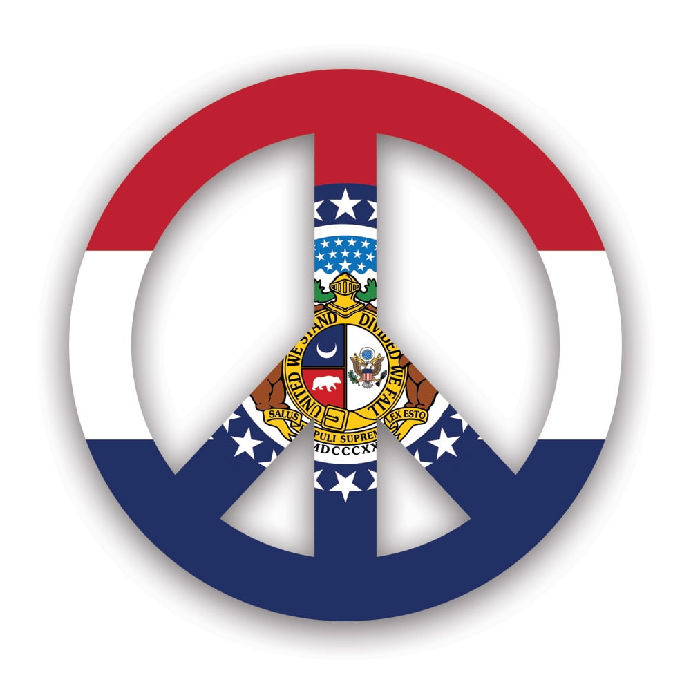 Missouri Flag Peace Symbol Sticker Decal Self Adhesive Vinyl