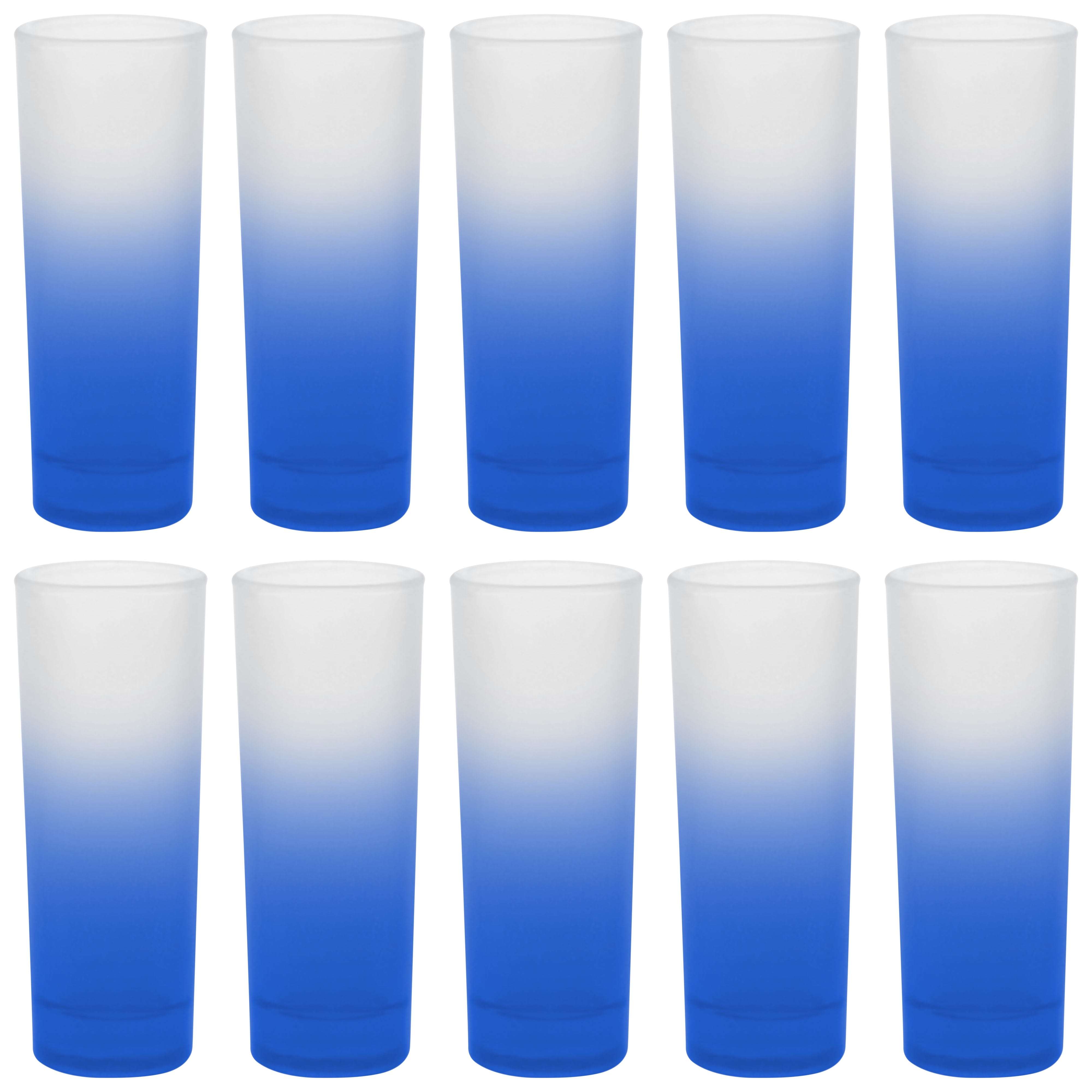 Colored and Frosted Tall Shot Glasses 2 oz. Set of 12, Bulk Pack