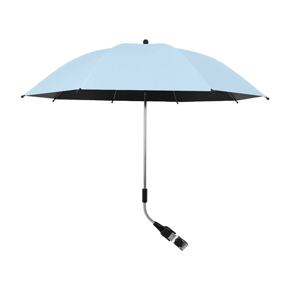 WLAGOOD Universal Stroller Sun Umbrella,Clip-On UPF50 Parasol with Adjustable 360° Clamp for Wagon Camping Carts,Waterproof Portable Shade,33.5 in