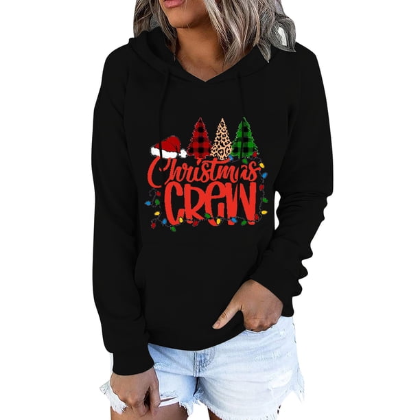Sudadera con capucha Gibobby Navidad Mujer Casual Y 2 K Impreso Negro M