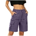 thumbnail image 2 of Axiiglly Cargo Shorts Women High Waisted Straight Knee Length 4 Pockets Hiking Bermuda Shorts, S-2XL, 2 of 8