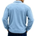 thumbnail image 5 of Dwelliawo Mens Half Zip Pullover Textured Corduroy Long Sleeve Pullover Tops Work Collared Sweatshirts Spring Autumn Quarter Zip Sweatshirt Sky Blue M, 5 of 6