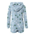 thumbnail image 3 of Womens Fleece Onesies Pajamas Jumpsuit New Women's Warm Hooded Ears Hooded Jumpsuit Printing Long Sleeve Shorts Zipper Jumpsuit Pocket Sleepwear Home Clothes Style B-7 Light Blue L, 3 of 5