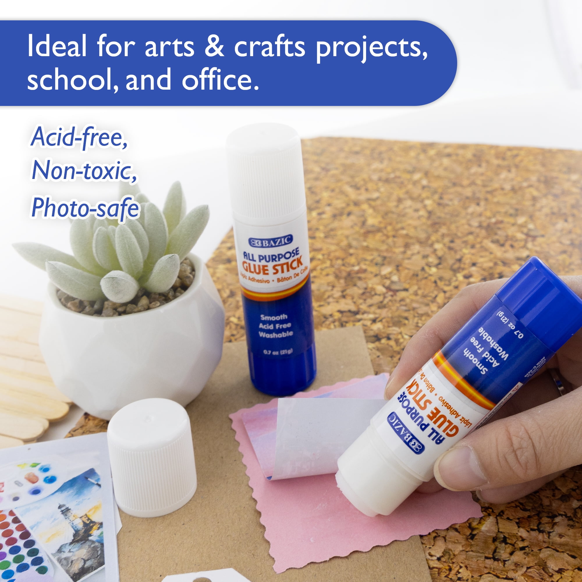 BAZIC Premium Glue Stick 21g/0.7 Oz , Acid Free, Glue Sticks (2/Pack), 24-Packs