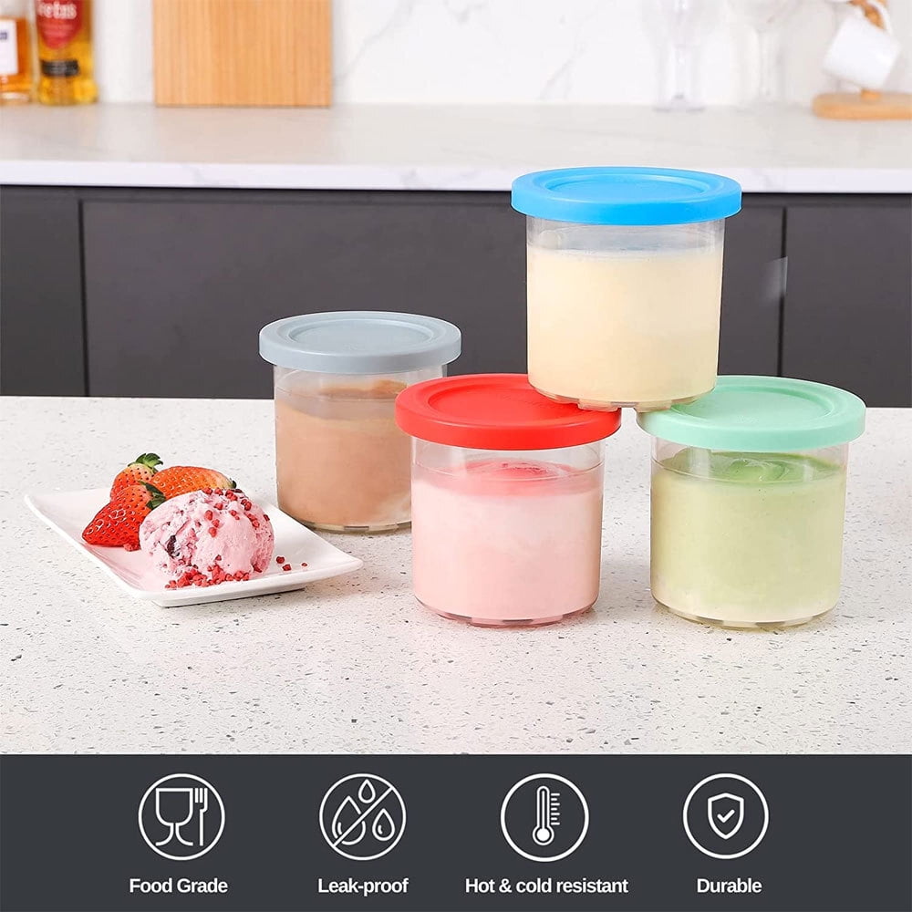 SAMTURUI Ice Cream Containers 24oz Replacement Pints and Lids  for Ninja Creami 4 Pack, Compatible with Ninja NC501 NC500 Series/Deluxe  Ice Cream Maker, BPA-Free, Dishwasher Safe, Leak Proof: Home & Kitchen