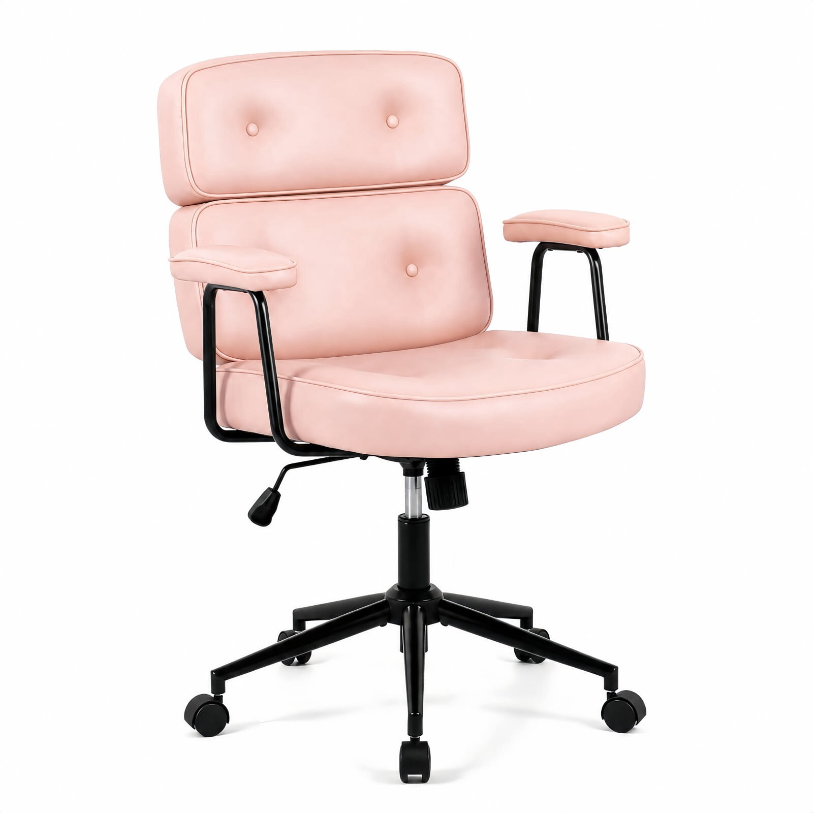 Kelno Ergonomic PU Leather Office Chair 350lbs Capacity High Back Computer Chair with Lumbar Support Adjustable Rolling Swivel Task Chair, Pink
