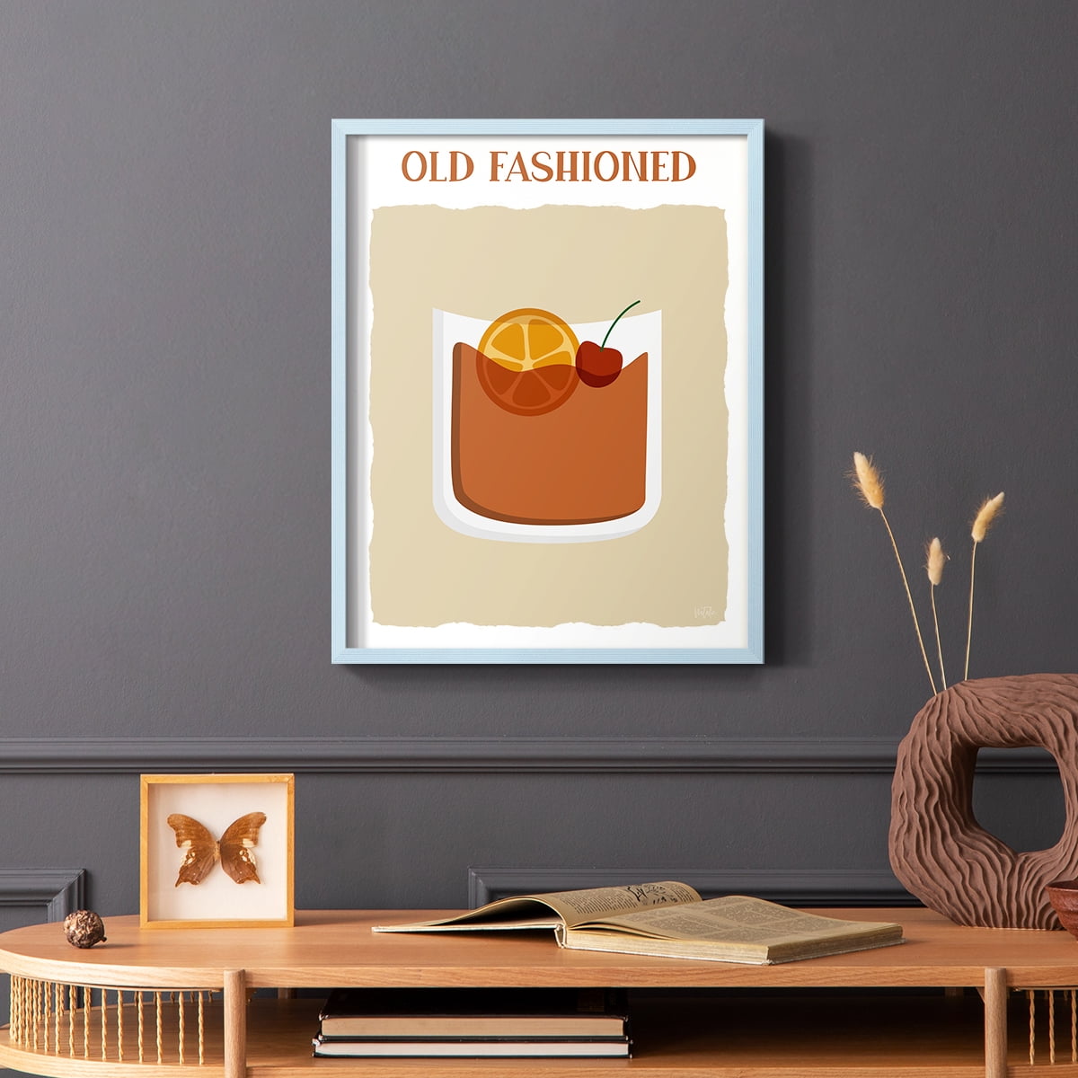 Old Fashioned in Blue Solid Wood 11 x 14 Framed Print