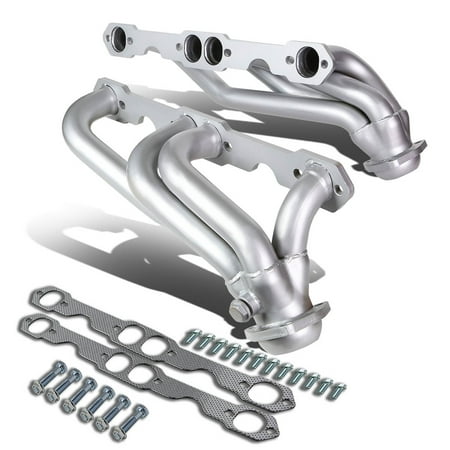 Steel Header Assembly (For 88-97 Chevy/GMC Truck 5.0/5.7 w/o Air Injection Silver-Coated Stainless Steel Exhaust Header 90 91 92 93 94 95)