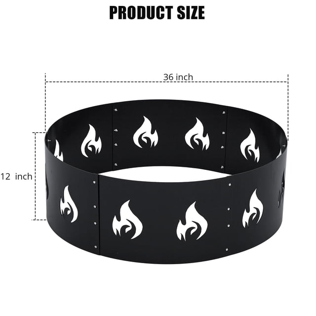 AKDSteel 36 Inch Heavy Duty Fire Pit Ring, 2.5mm Thick Carbon Steel Liner, Smokeless Outdoor Insert For Patio Or Camping