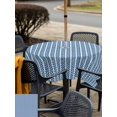thumbnail image 4 of Outdoor Tablecloth with Umbrella Hole & Zipper, Blue Botanical Square Tablecloth 54x54 Inch, Farmhouse Modern Striped Leaf Patio Table Cover Waterproof Table Cloth for Picnic/Party, 4 of 7