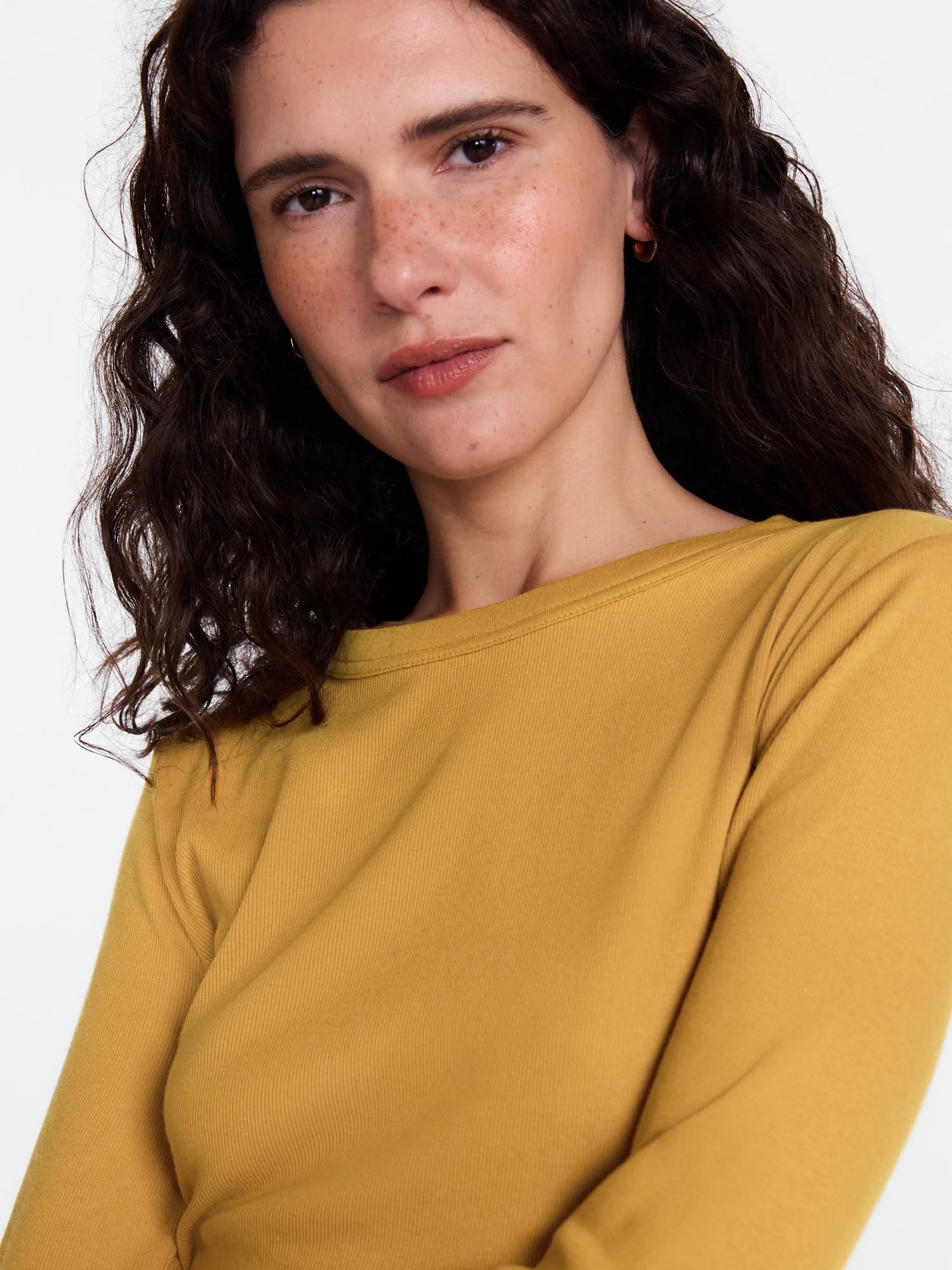 Scenario Women's and Women's Plus Rib Tee with Long Sleeves, Sizes XS-4X