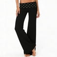 thumbnail image 6 of Yungyresw Flared Leg Yoga Pants For Women Polka Dot Fold Over Waist Lounge Pants Gym Workout Athletic Trousers Trendy Streetwear Black L, 6 of 8