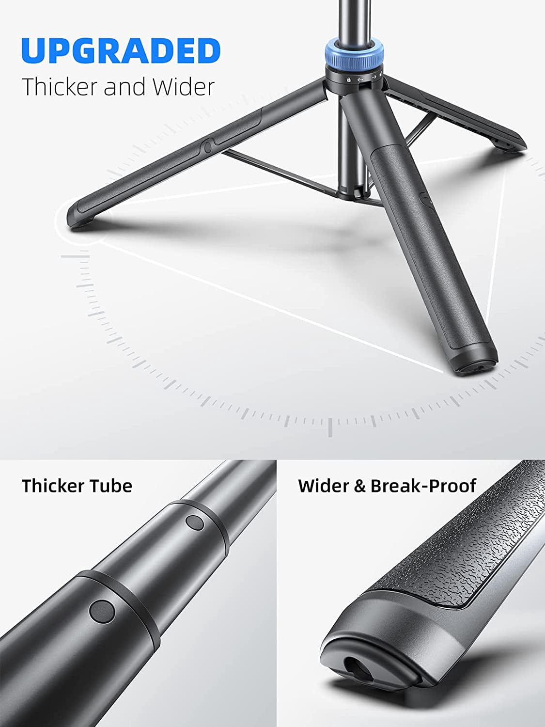 62" Phone Tripod & Selfie Stick, Extendable Photography Light Stand with Wireless Remote, Solidest, Portable, Lightweight, Compatible with iPhone/Android Phone