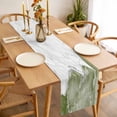 thumbnail image 3 of Green Marble Crack Table Runner - 72 Inch Long, Kitchen Dining Table Runner Dresser Scarves, Modern Abstract Geometric Texture Farmhouse Decor for Coffee Tables Wedding Party Banquet, 3 of 8