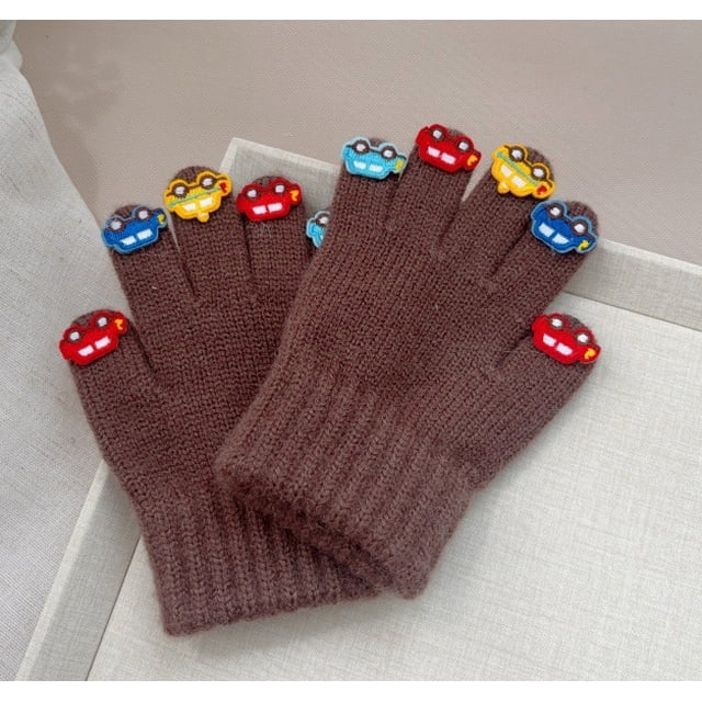 Guantes cálidos y cómodos para niños con cinco dedos pegatinas coche personalidad bebé guantes Otoño e Invierno niños y niñas Dedo de punto mano