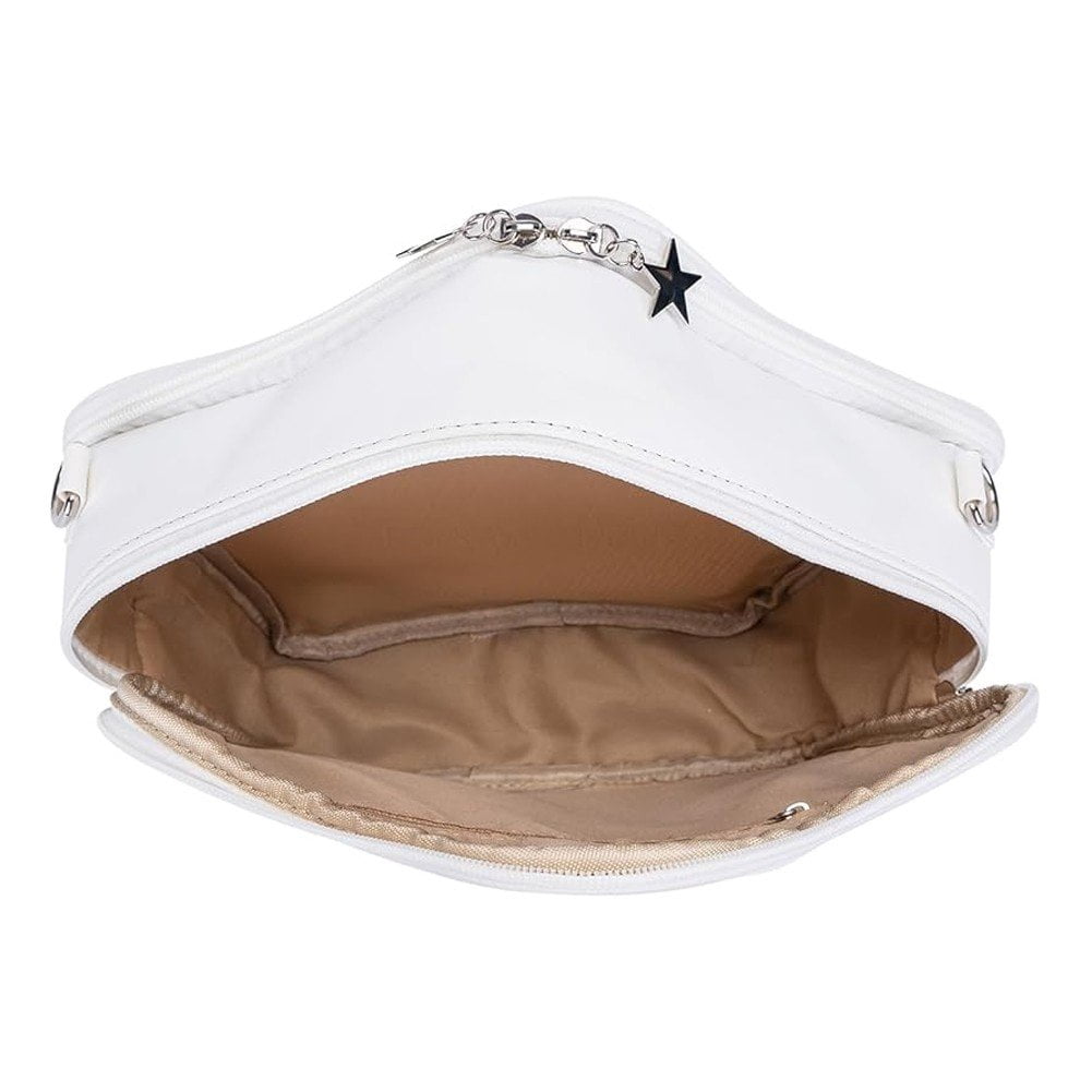 Jiibva White Star Backpack PU Leather Shoulder Bag Star Shape Tote Bag, Y2K Spicygirl Travel Backpack Messenger Bag