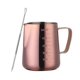 thumbnail image 1 of Espresso Steam Jug (600ml), Stainless Steel Inner and Outdoor Slazed Flower Coffee Cup, Art Pen, Latte Puccino Art Milk Foaming Jug, Rose Gold, 1 of 5