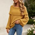 thumbnail image 4 of Wenini Women's Shoulder Solid Color Knit Sweater Top Long Sleeve Loose Casual Pullover Top, 4 of 7
