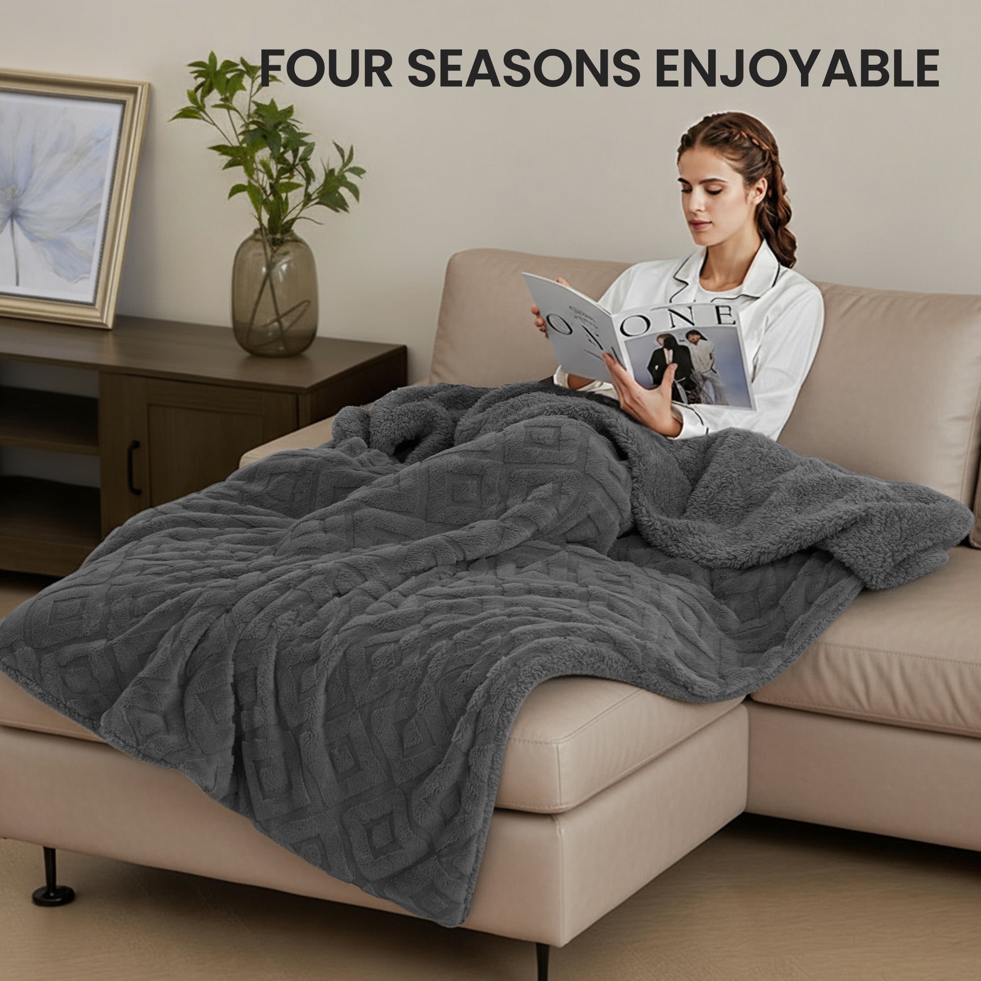 MaxKare Heated Blanket with ETL Certified, Electric Blanket 6 Heating Levels, 10H Auto off, Faux Fur & Shu Velvet, 72" x 84" Gray
