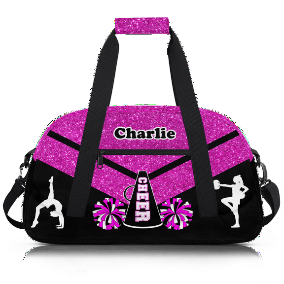Herdesigns Personalized Cheer Duffel Bag Cheerleaders Gym Bags with Name, Custom Dance Perform Training Sport Bags for Overnight Weekender Travel Rose Pink
