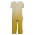 thumbnail image 4 of Frostluinai Gradient Pajama Sets for Women 2 Piece Short Sleeve Hide Belly Henley Shirts with Capri Pants Soft Comfy Sleepwear Loungewear, 4 of 5