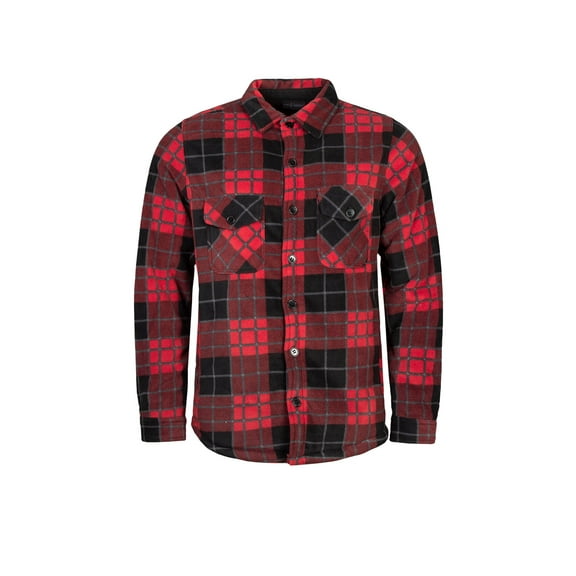 Men's Heat Holders Heatweaver Lined Fleece Shirt Jacket Color: Crimson Black Size: XXL