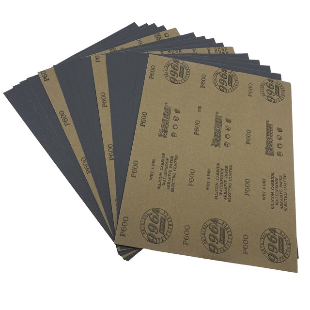 Papel de lija AutKerige 600 de grano húmedo y seco, 15 hojas, 23 x 28 cm