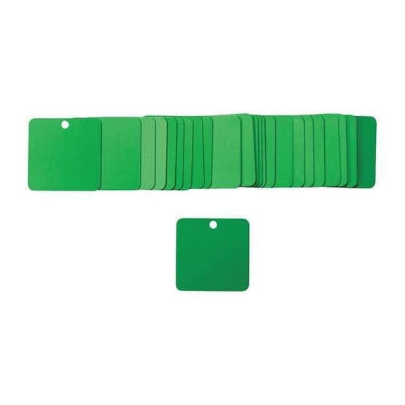 Brady Blank Tag, Aluminum, 1 1/2 in H x 1 1/2 in W, Green, Square, 25 PK 87630
