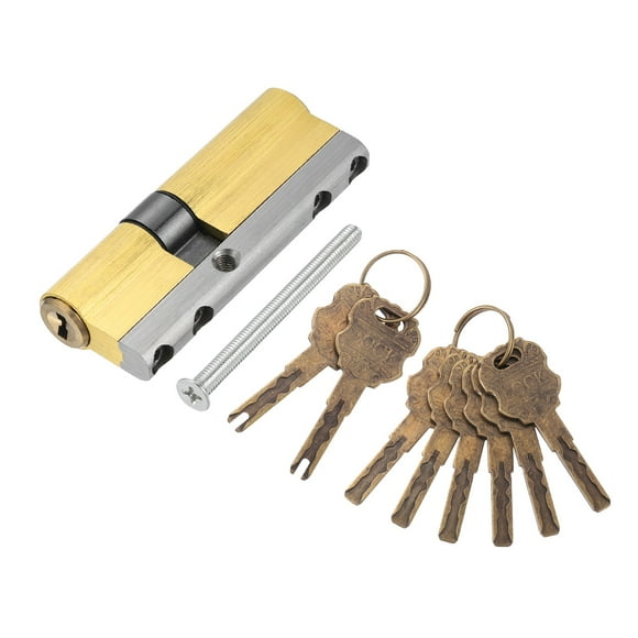 Uxcell Cylindre de Verrouillage en Laiton Massif (80mm 32.5/47.5) - Double Verrouillage Portes Cylindre de Verrouillage Remplacement Grade C Anti-Vol avec Vis de Montage et 8 Clés pour Portes en Bois et Aluminium