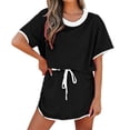 thumbnail image 2 of Hrsba Womens 2 Piece Outfit Set Summer Short Sleeve Top and Skirt Set Casual Solid Color Matching Set Beach Vacation Two Piece Outfit for Women, 2 of 8