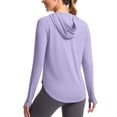 thumbnail image 1 of yoeyez Maillot Dermoprotecteur pour Femmes Upf 50+ Protection Uv Manches Longues Chandails d'Entraînement contre le Soleil Coupe Sèche Randonnée Chandail de Bain Hauts d'Entraînement avec Poches Violet, TG, 1 of 7