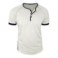 thumbnail image 4 of Men’s Short Sleeve Round Neck T-Shirt Front Placket Contrast Color Cuffs Summer Top, 4 of 7