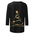 thumbnail image 4 of GA WEIHUA Women's 3/4 Sleeve Christmas Shirts Sparkle Sequin Xmas Tree Vintage Graphic Tee Shirt Casual Vacation Tops blouses for women(Black,Medium), 4 of 5