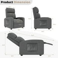 thumbnail image 3 of Pirecart Recliner Chair with Adjustable Backrest and Footrest, Single Sofa Chair with Thicker Seat Cushion and a Side Pocket, Recliner Sofa for Living Room, Line, Gray, 3 of 11