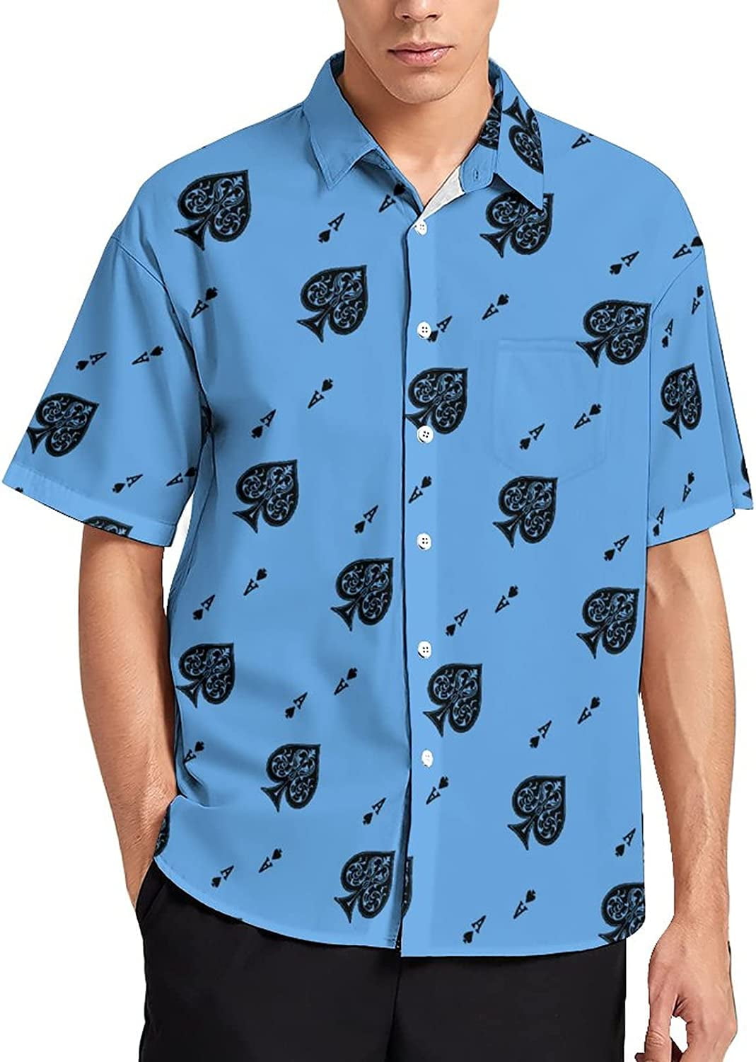 Vintage Poker Ace of Spades Men's Shirt Button Down Short Sleeve
