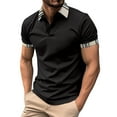thumbnail image 2 of Men's Polo Shirt Short Sleeve Button Down Tee Shirt Loose Fit Black Mens Casual Polo Shirts, 2 of 4
