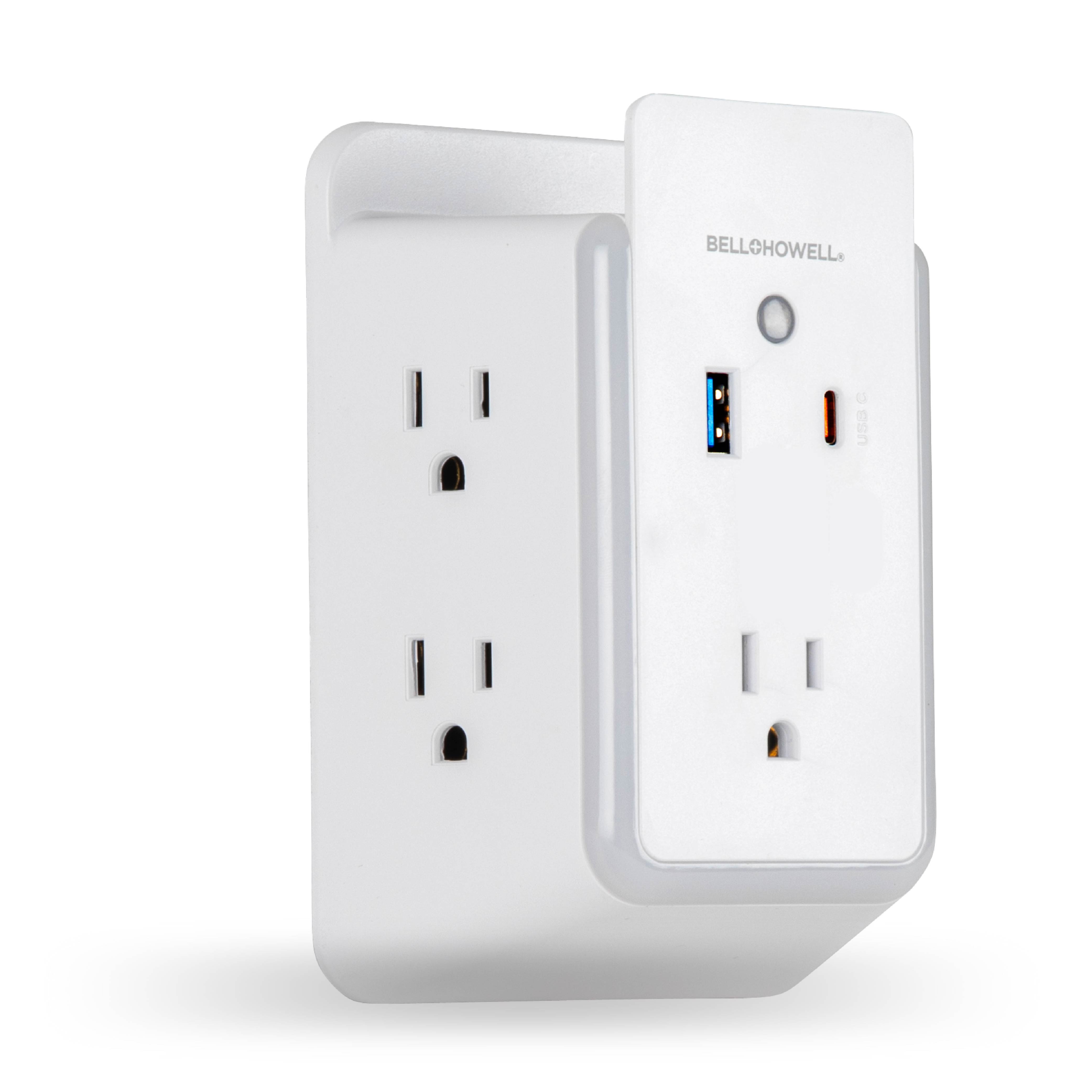 Bell+Howell Surge Protector Wall Power 5 Outlets, 1 USB and 1 USB-C Ports Quick Charging Station, Outlet Extender with USB Ports