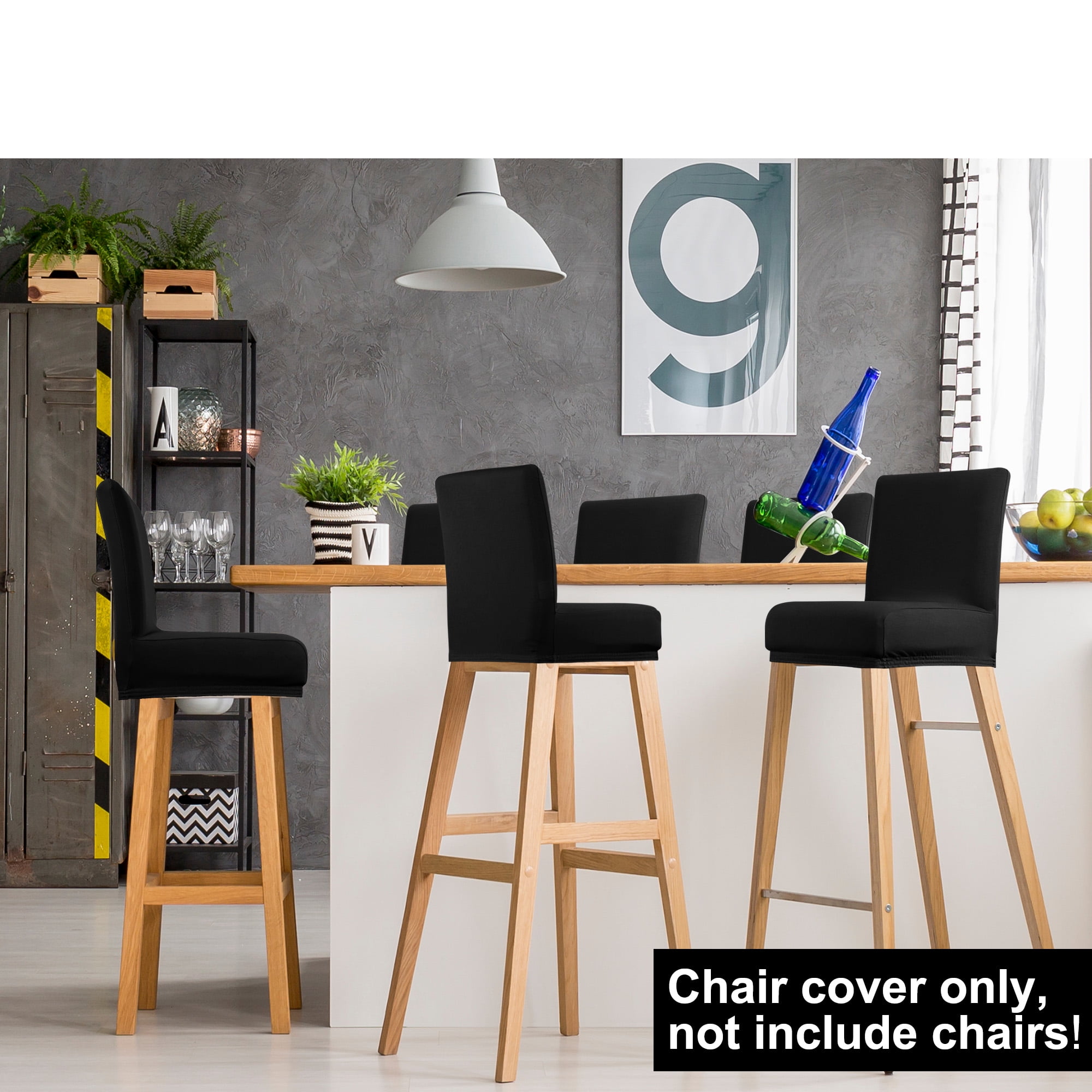 Unique Bargains Bar Stool Covers Counter Height Side Chair Slipcover Black 6