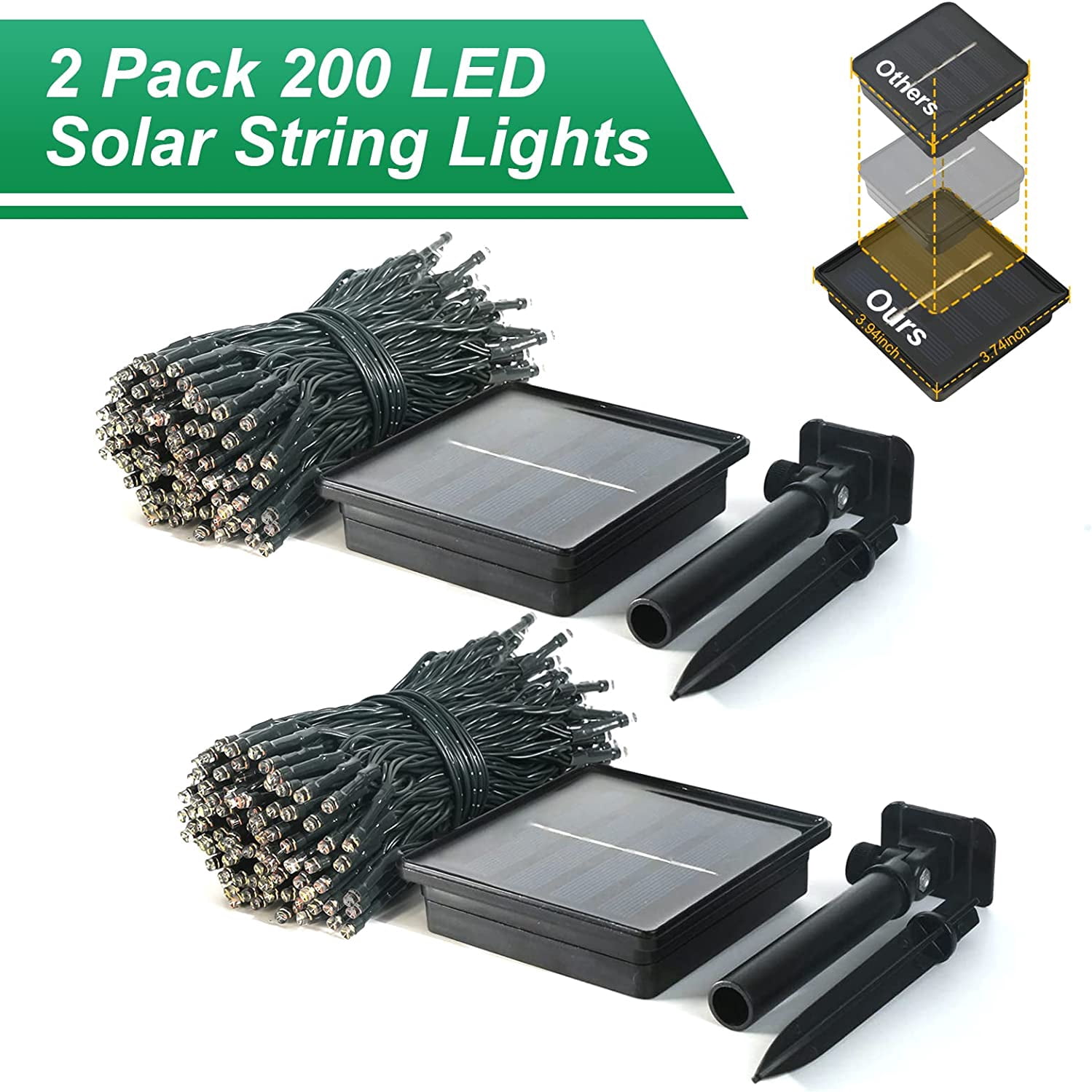 JMEXSUSS 2 Pack 200 LED Solar Halloween Lights, 75.5ft Green Solar Lights Outdoor Waterproof, 8 Lighting Modes Solar String Lights for Patio, Garden, Tree, Christmas, Halloween Decorations