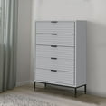 thumbnail image 6 of Benjara Rexi 48 Inch 5 Drawer Tall Dresser Chest, Honeycomb, Light Gray, Black, 6 of 10