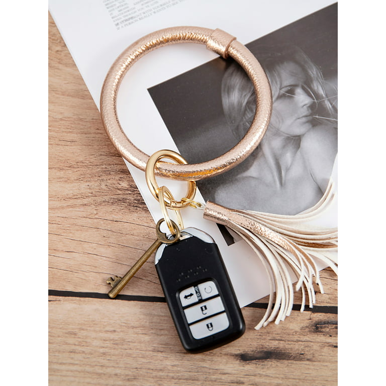 LELINTA Tassel Ring Circle Key Ring Keychain-Wristlet Leather