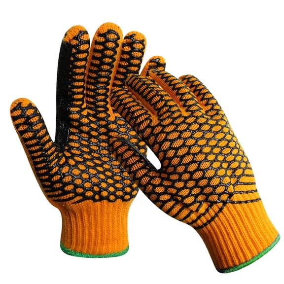 EvridWear Thermal Warm Double Layer Knitted Winter Gloves with Durable Grip Orange Small