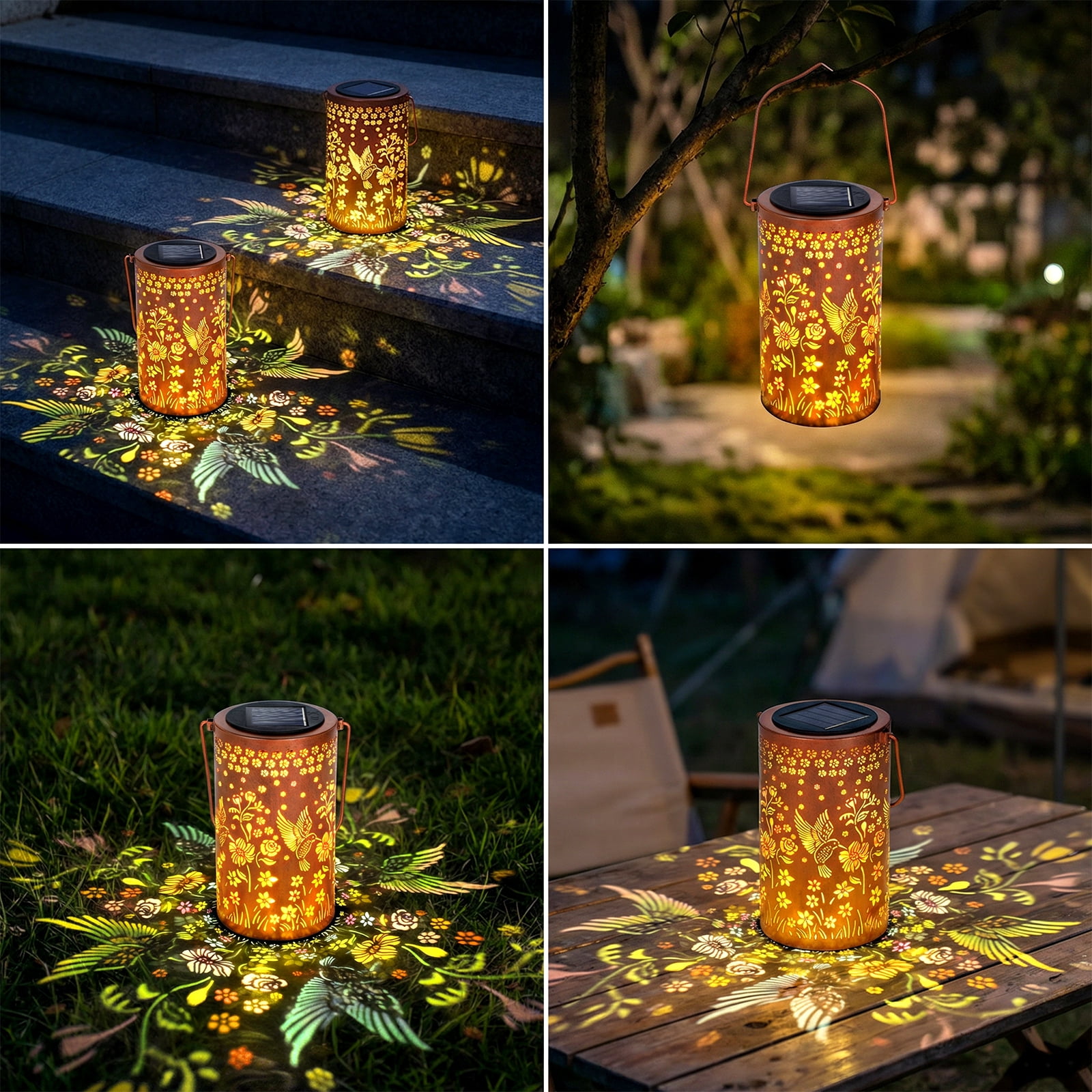 Fohil Hummingbird Garden Decor Solar Lanterns Outdoor Waterproof, Gifts for Women Mom Grandma, Hanging Solar Lights for Yard, Patio, Porch, Colorful image 6
