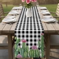 thumbnail image 4 of Green Cactus Tropical Table Runner 72 Inches, Black White Buffalo Plaid Summer Bed Runner Dresser Scarves Tabletop for Indoor Outdoor Parties/Ceremony/Banquet, 14" x 72", 4 of 9