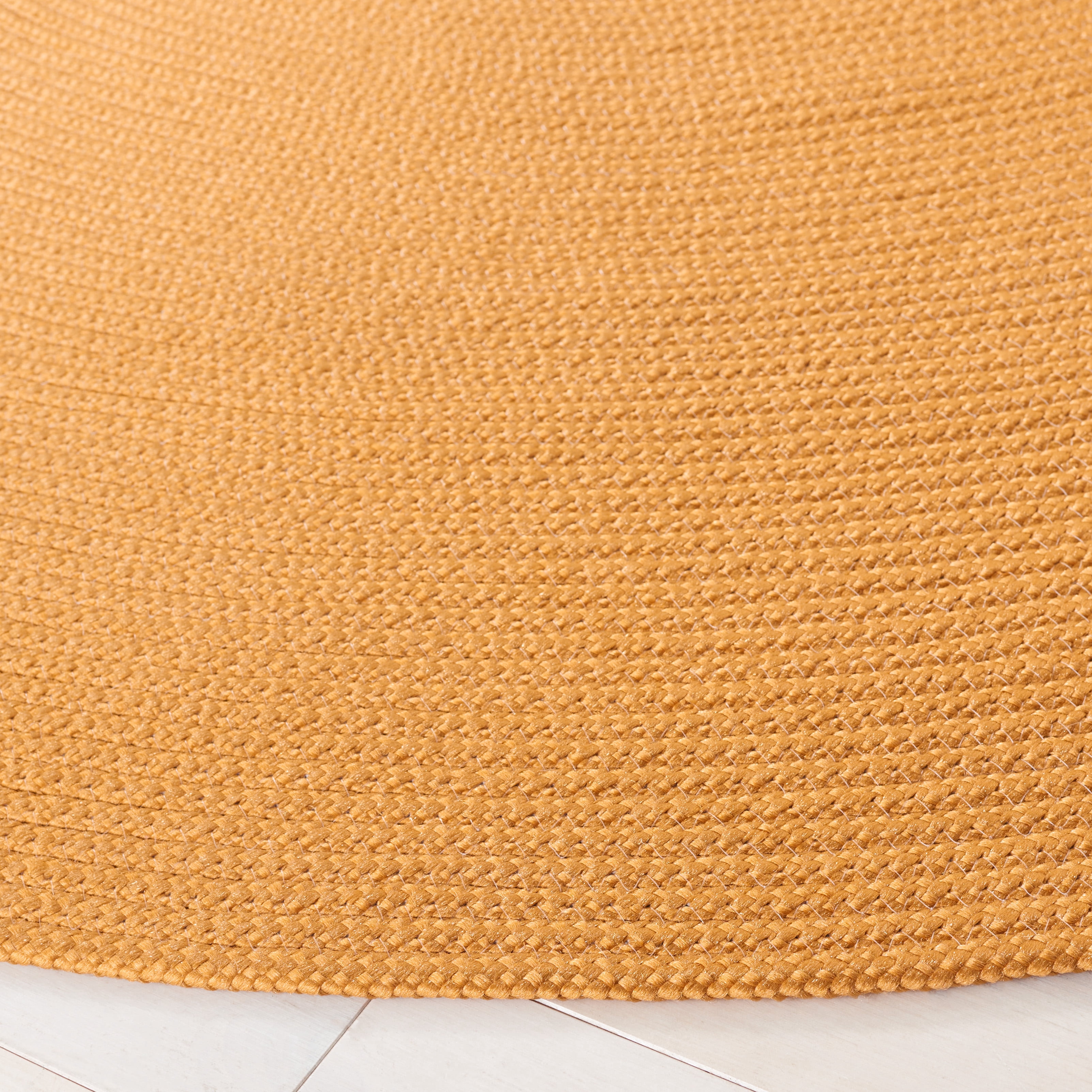 SAFAVIEH Braided Kader Solid Reversible Area Rug, Mustard, 4' x 4' Round