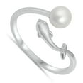 thumbnail image 4 of Freshwater Simulated Pearl Adjustable Dolphin Ring .925 Sterling Silver Band Jewelry Female Size 7, 4 of 4