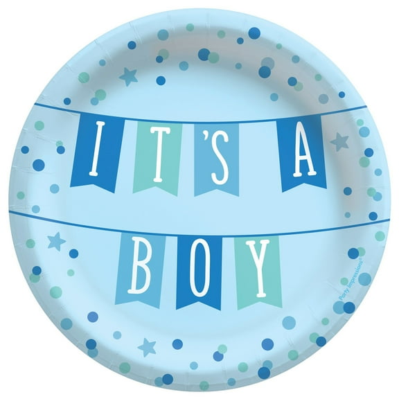 Prime Party 'It's a Boy' Blue Baby Shower Party Small Paper Plates, 8-Count