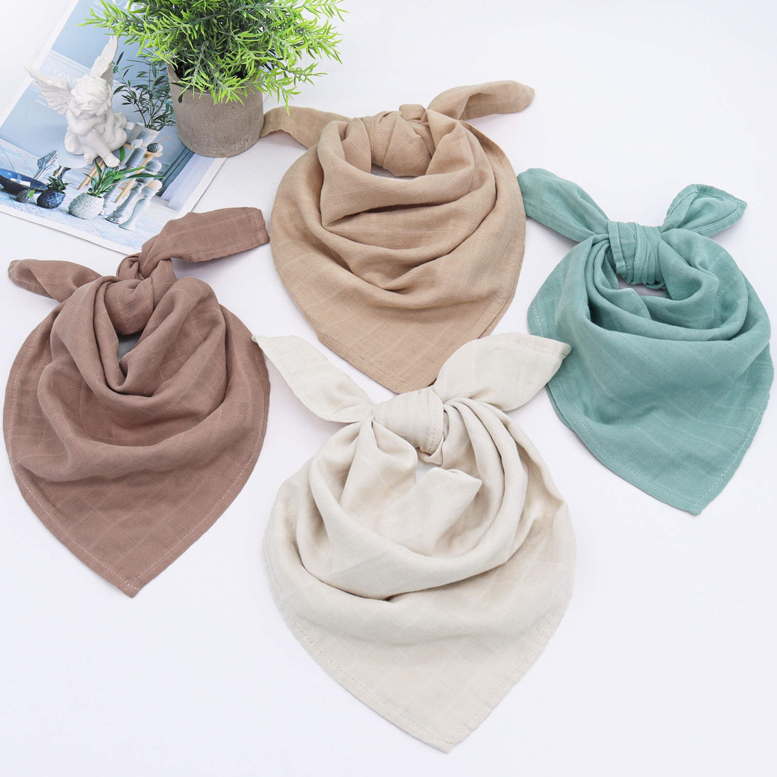 4pc Burp cloth| wash cloth| lovey|Muslin Squares| Bib| bibs| baby girl, baby boy | Newborn|Shower Gift|Swaddle| Organic Cotton |60x60cm