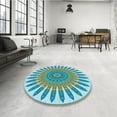 thumbnail image 4 of Ahgly Company Machine Washable Indoor Square Transitional Deep-Sea Green Area Rugs, 5' Square, 4 of 7
